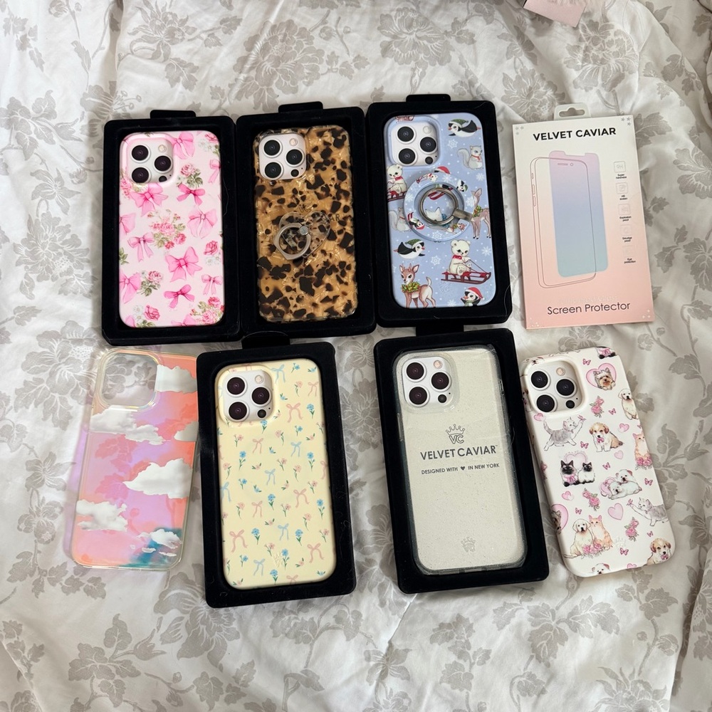Lot of 8 iPhone 14 Pro Max Phone Cases Velvet Caviar + Screen Protectors
